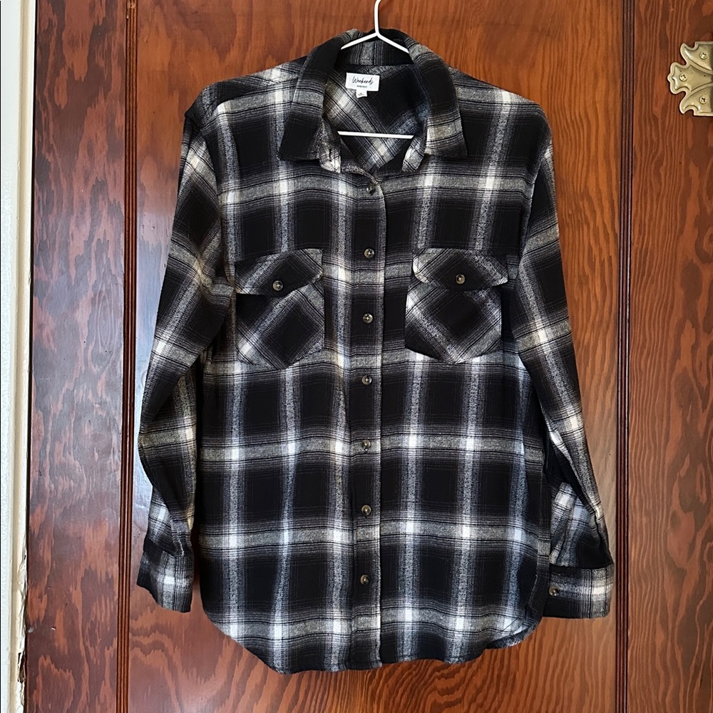 Black and White Plaid Flannel Shirt